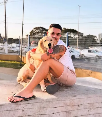 Família cliente do Canil Golden Prime: Lucas e o Thor
